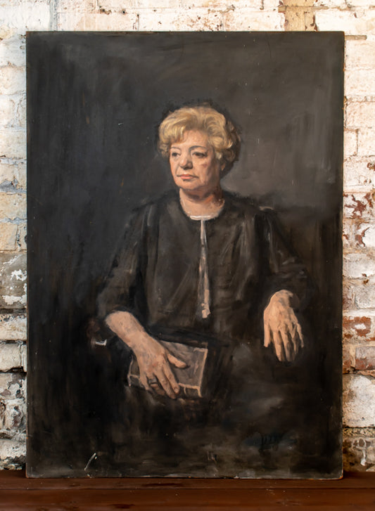 George Weissbort (1928-2013) Large Oil on Board Female with Book Portrait
