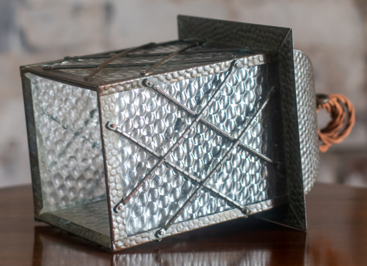 Arts & Crafts Hammered Brass Lantern Pendant Light
