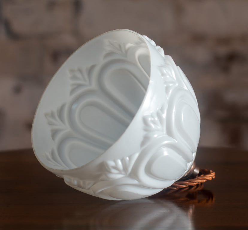 Small Art Deco Opaline Satin Pendant Light