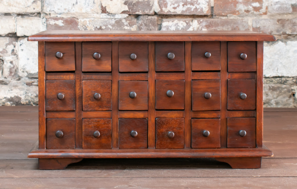 18-Drawer Mahogany Tabletop Apothecary/ Chemist/ Spice Cabinet