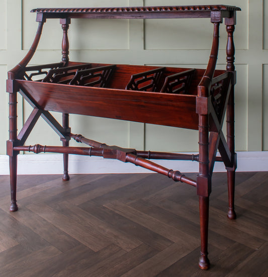 Edwardian Mahogany Library Book Trough Chinese Chippendle Regency Revival