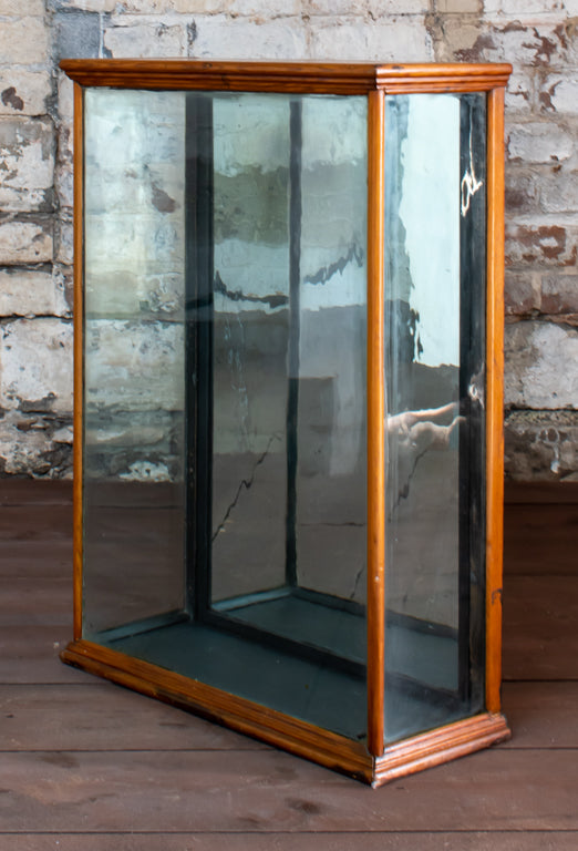 19thC. Countertop Shop Ripple Glass Mirrorback Display Cabinet