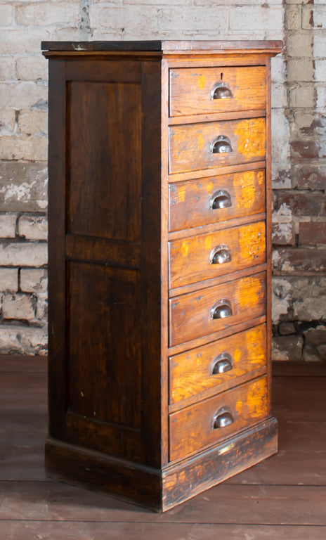 Pair of Withy Grove Stores 7-Drawer Bankers/ Clerks Tallboys