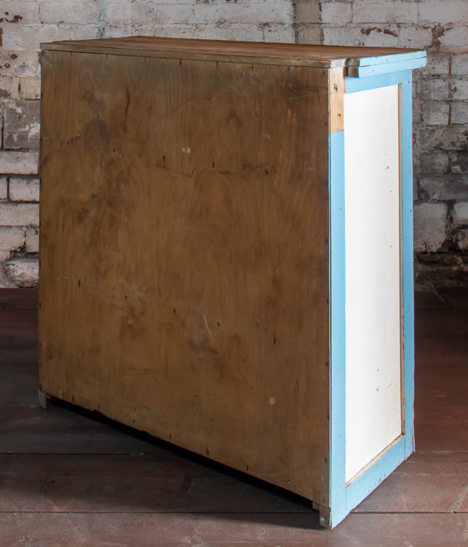 Distressed Overpainted Chippy White/ Blue Cabinet