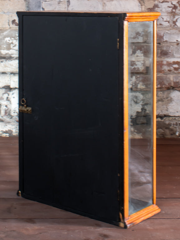19thC. Countertop Shop Ripple Glass Mirrorback Display Cabinet