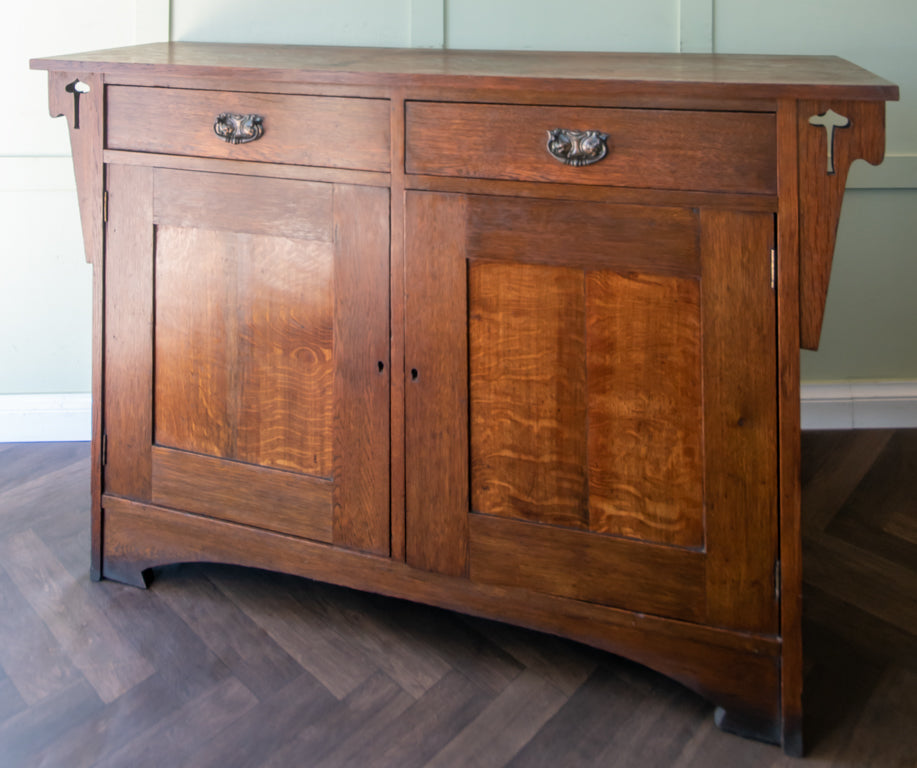 Arts & Crafts Oak 2 Drawer Sideboard