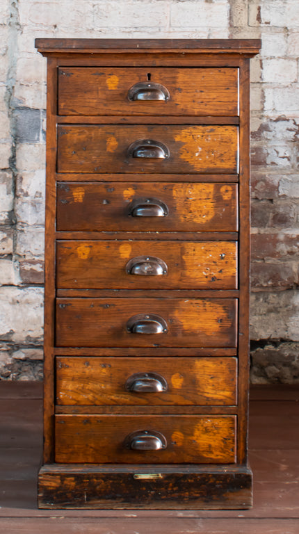 Pair of Withy Grove Stores 7-Drawer Bankers/ Clerks Tallboys